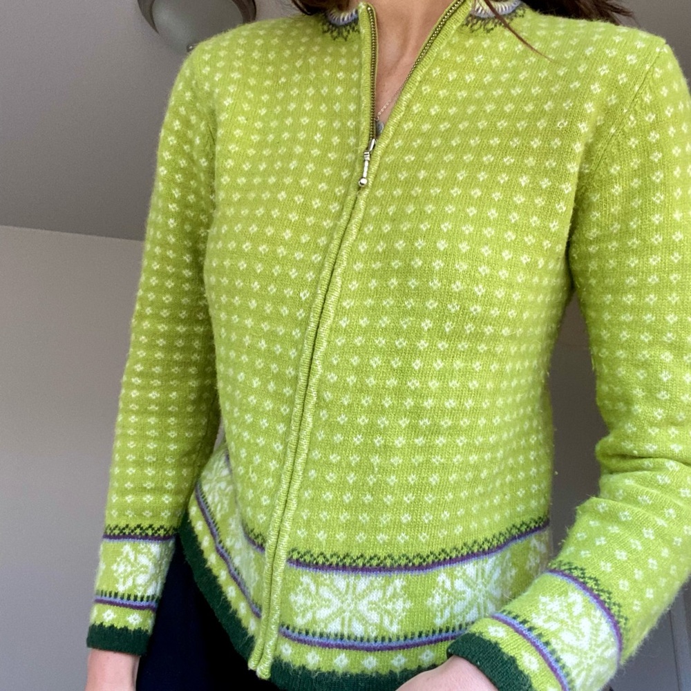 Green fair isle sweater, Nordic pattern Norwegian sweater